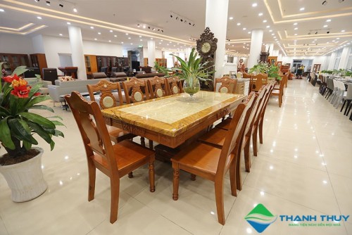 BỘ BÀN ĂN GỖ TỰ NHIÊN KẾT HỢP MẶT ĐÁ