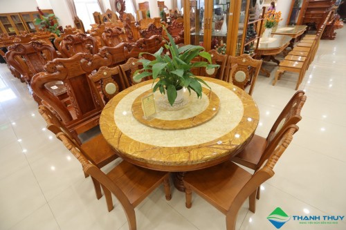 BỘ BÀN ĂN TRÒN GỖ SỒI ĐỎ TT - 00179