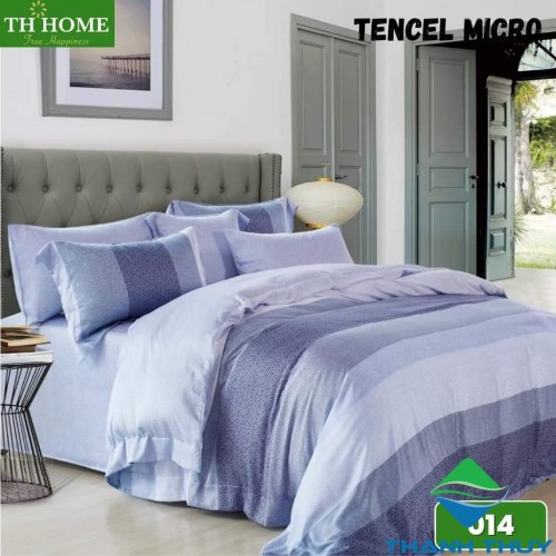 Bộ Chăn Ga Gối TH In Hoa Tencel Microfiber Mát Lạnh CG-028