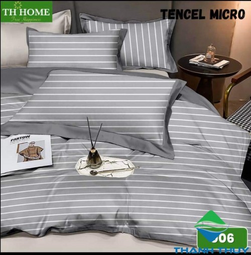 Bộ Chăn Ga Gối TH In Hoa Tencel Microfiber Mát Lạnh CG-006