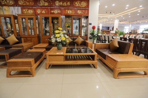 BỘ SALON 3 GHẾ GÕ ĐỎ  KIỂU HIỆN ĐẠI AT - 0016