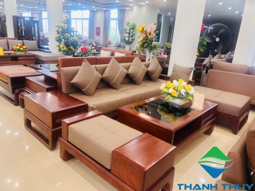 BỘ SALON GÓC CHÂN QUỲ GÕ ĐỎ  KIỂU HIỆN ĐẠI SL - G020