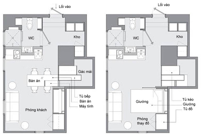 Căn hộ 20 m2 nhìn không thấy đồ nhưng có đủ mọi thứ